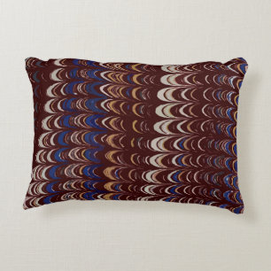 Burgundy, Blue and White Wavy pattern    Decorative Cushion