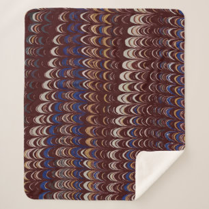 Burgundy, Blue and White Wavy pattern   Sherpa Blanket