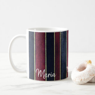 Burgundy Blue Black Stripe Mug