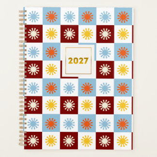 Burgundy Blue Chequerboard Starburst 2027 Planner