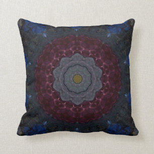 Burgundy & Blue Kaleidoscope Throw Pillow