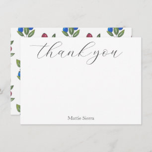 Burgundy & Blueberries Pattern Thank You Card