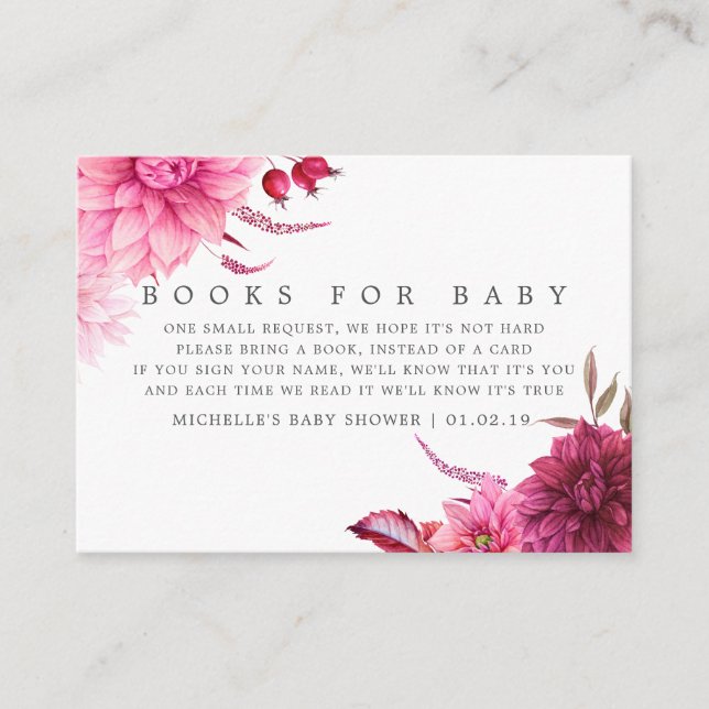Burgundy & Blush Autumn Baby Shower Book Request Enclosure Card (Front)