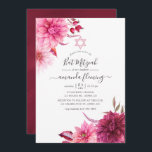 Burgundy & Blush Autumn Fall Floral Bat Mitzvah Invitation<br><div class="desc">Burgundy - marsala and blush pink fall watercolor floral bat mitzvah invitation with elegant handwriting typography.</div>