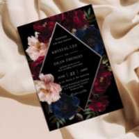 Burgundy Blush Black Navy Floral Silver Wedding