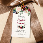 Burgundy Blush Blue Floral Bridal Shower Favour Gift Tags<br><div class="desc">Customise this "Burgundy Blush Blue Floral Bridal Shower Favour Thank You Gift Tag" to add a special touch. It's a perfect addition to match your colours and styles. (1) For further customisation, please click the "customise further" link and use our design tool to modify this template. (2) If you need...</div>
