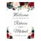 Burgundy Blush Blue Floral Wedding Welcome Sign