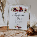 burgundy & blush bridal shower mimosa bar sign<br><div class="desc">A floral design with beautiful navy burgundy and blush roses and elegant colours. The text and colours on this sign poster can be edited.</div>
