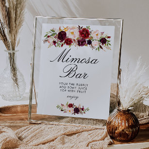 burgundy & blush bridal shower mimosa bar sign