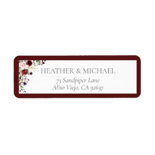 Burgundy Blush Bridal Shower Return Address