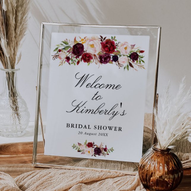 burgundy & blush bridal shower welcome sign (Creator Uploaded)