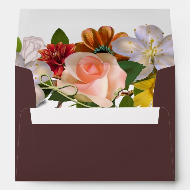 Burgundy Blush Chic Floral & Return Address Envelope (Back (Bottom))