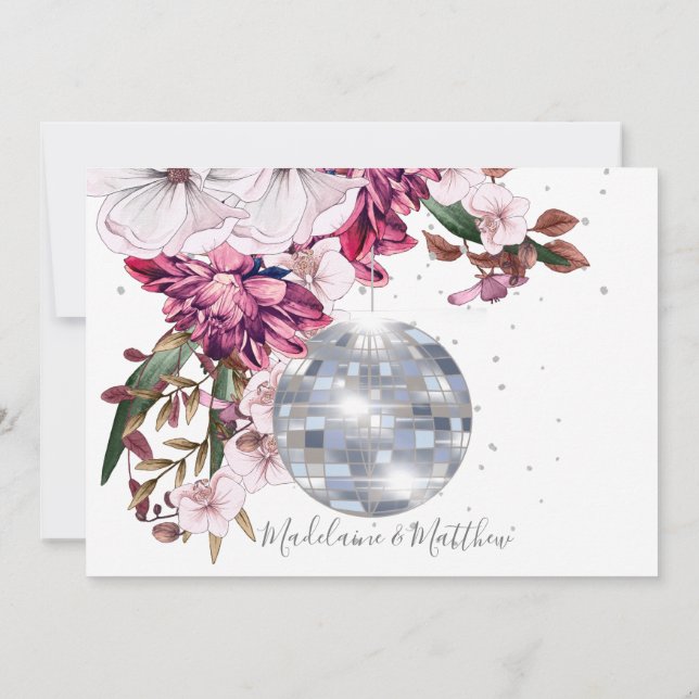 Burgundy Blush Disco Elegant Wedding Save The Date (Back)