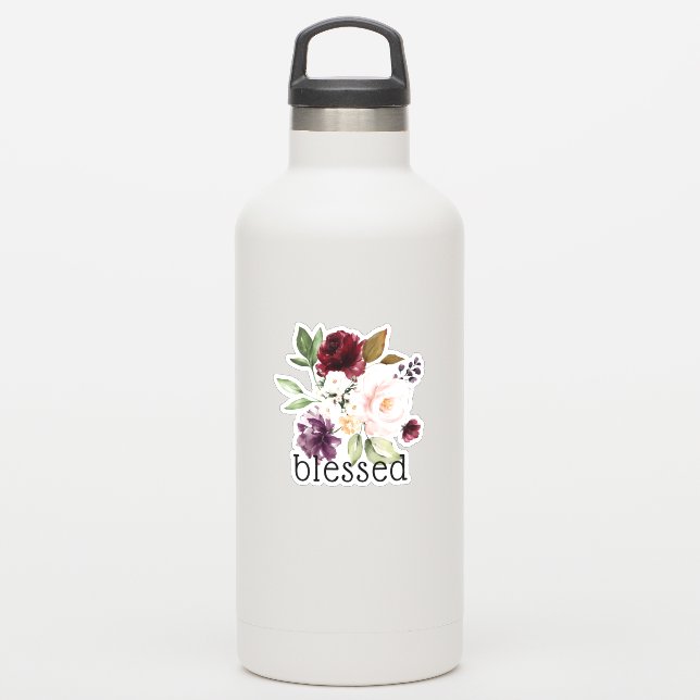 Burgundy Blush Eggplant Floral Blessed (Waterbottle)