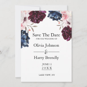 Burgundy Blush Elegant Floral Save The Date
