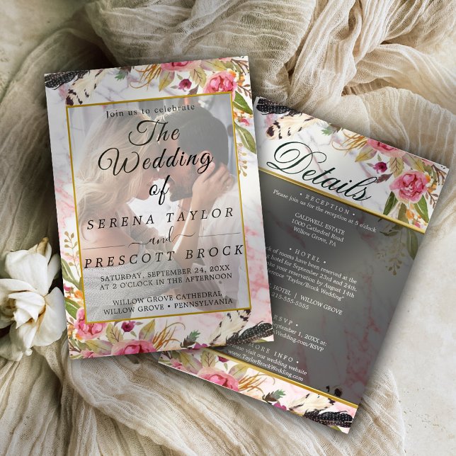 Burgundy Blush Elegant Vellum Wedding Invitation (Creator Uploaded)