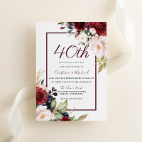 Burgundy Blush Floral 40th Wedding Anniversary
