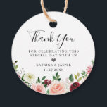 Burgundy Blush Floral Bouquet Wedding Favour Tags<br><div class="desc">Beautiful watercolor flowers and foliage arrangement border in trendy shades of blush and burgundy,  thank you favour tags.  Back of tag features,  solid burgundy red colour. Designed to match our Burgundy Blush Botanical Floral Collection.</div>