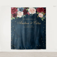 Burgundy Blush Floral Bridal shower Photo Backdrop