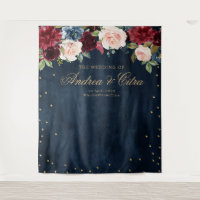 Burgundy Blush Floral Bridal shower Photo Backdrop