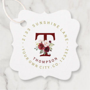 Burgundy Blush Floral Circular Address Label