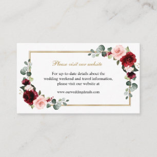 Burgundy Blush Floral Modern Geometric Website Enclosure Card