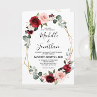 Burgundy Blush Floral Modern Geometric Wedding