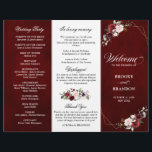 Burgundy Blush Floral Modern Wedding Program<br><div class="desc">Elegant and modern romantic geometric watercolor floral Modern Wedding Program features a bouquet of burgundy / marsala , blush pink, Purple, peach watercolor roses with matching foliage. Perfect for a fall / midsummer wedding. Please find more matching designs and variations from my "blissweddingpaperie" store. And feel free to contact me...</div>
