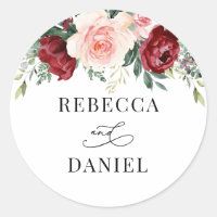 Burgundy Blush Floral Personalised Wedding