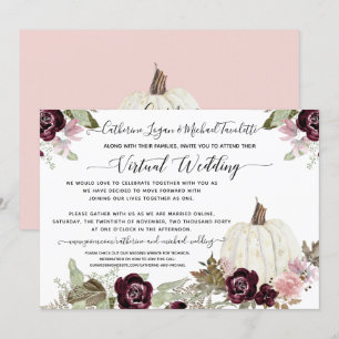 Burgundy Blush Floral Pumpkin Virtual Wedding Invitation
