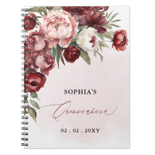 Burgundy Blush Floral Quinceañera Guest book