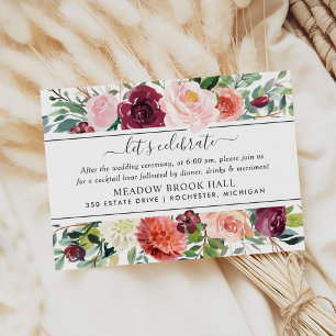 Burgundy Blush Floral Reception Details Enclosure Card
