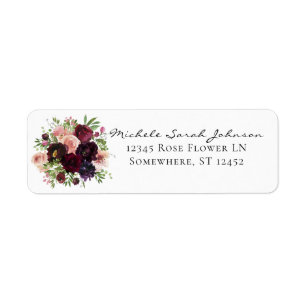 Burgundy & Blush Floral Return Address