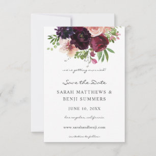 Burgundy & Blush Floral Save The Date V2