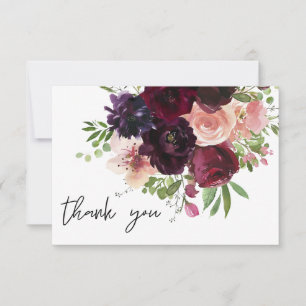 Burgundy & Blush Floral Thank You Card
