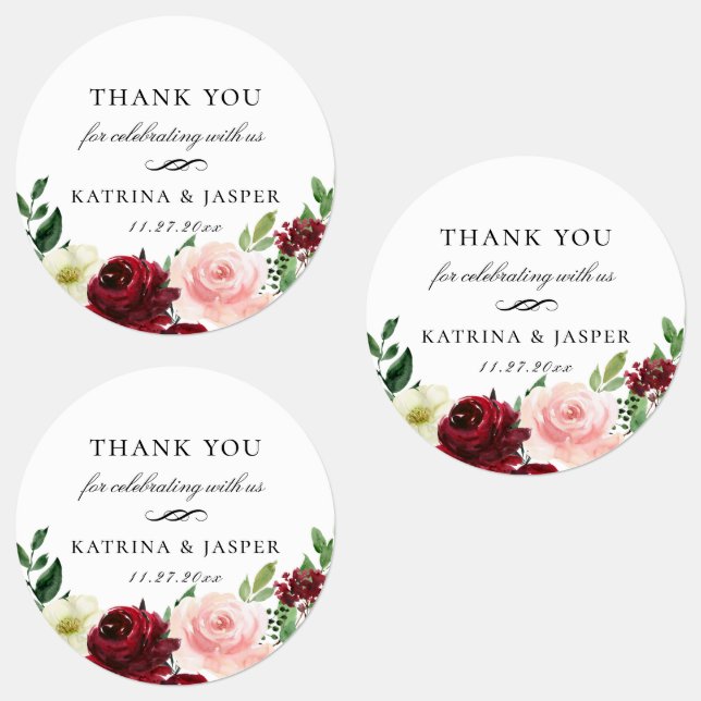 Burgundy Blush Floral Wedding Favour  (Group)