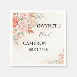Burgundy Blush Floral Wedding Napkins