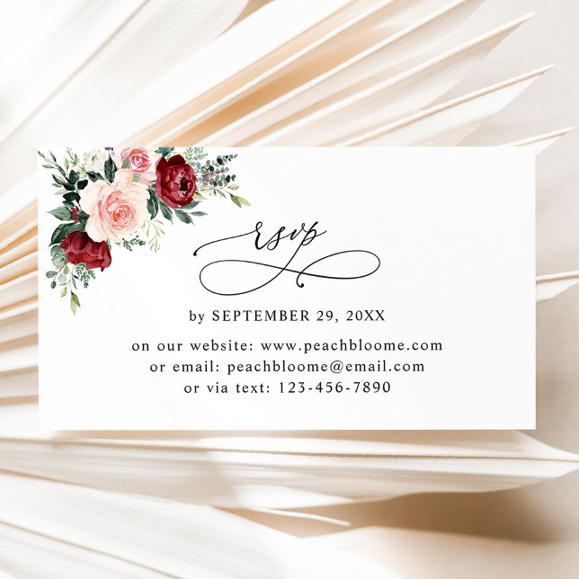 Burgundy Blush Floral Wedding Online RSVP Cards (Creator Uploaded)
