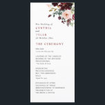 Burgundy & blush floral wedding program programme<br><div class="desc">This card features watercolor burgundy red and blush pink flowers. The text details and colours can be personalised.</div>