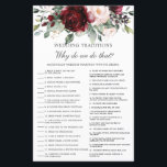 Burgundy Blush Floral Wedding Traditions Game<br><div class="desc">Simply press the customise it button to edit texts,  further re-arrange and format the style and placement of the texts.  Matching items available in store!  Answer Key: 1.L 2.P 3.E 4.N 5.B 6.A 7.G 8.M 9.O 10.H 11.D 12.C 13.J 14.K 15.F 16.R 17.I 18.Q (c) The Happy Cat Studio.</div>