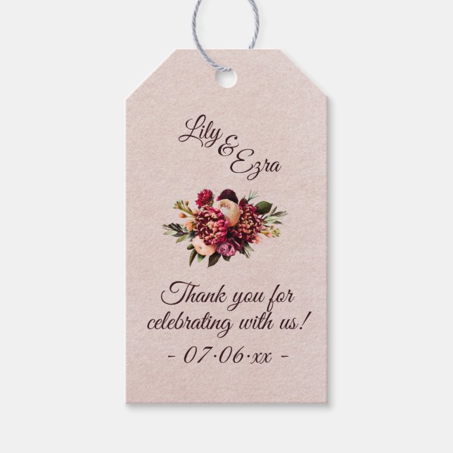 Burgundy Blush Gift Tags (Front)