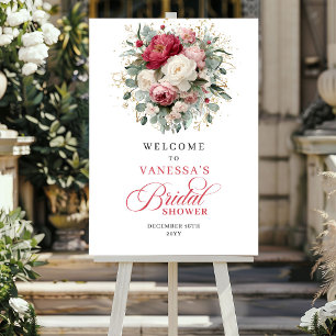 Burgundy Blush Gold Bridal Shower Welcome Sign