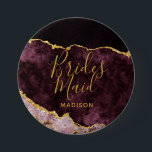 Burgundy Blush Gold Foil Agate Marble Bridesmaid 7.5 Cm Round Badge<br><div class="desc">Burgundy Blush Pink Watercolor & Gold Foil Watercolor Marble Agate Gilded Geode Design,  with Modern and Script fonts. Trendy and Chic Wedding Bridesmaid button! ~ Check my shop to see the entire wedding suite for this design!</div>