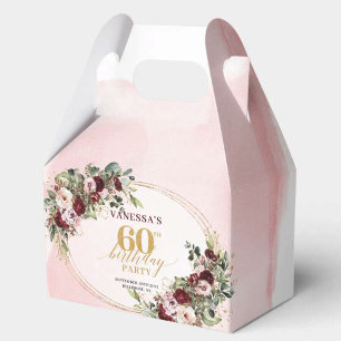 Burgundy Blush Gold Rose 60th Birthday Treat Box