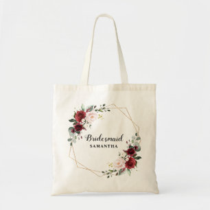 Burgundy Blush Modern Geometric Bridesmaid gift Tote Bag