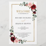 Burgundy Blush Modern Geometric Wedding Program<br><div class="desc">Elegant and modern romantic geometric watercolor floral folded wedding program card features a bouquet of burgundy / marsala , blush pink, Purple, peach watercolor roses with matching foliage. Perfect for a fall / midsummer wedding. Please find more matching designs and variations from my "blissweddingpaperie" store. And feel free to contact...</div>