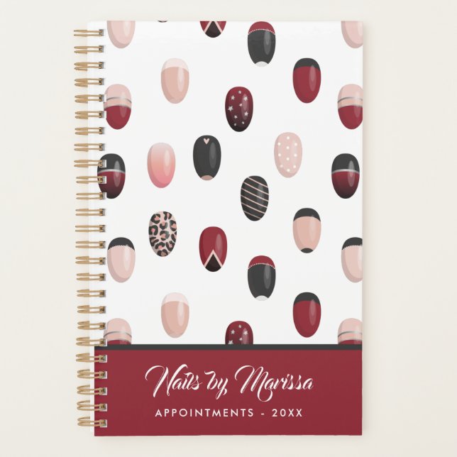 Burgundy Blush Nail Technician Appointment Planner (Front)