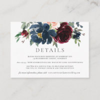 Burgundy Blush Navy Blue Floral Wedding Details