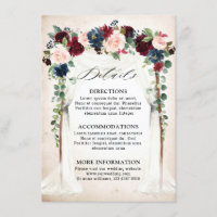 Burgundy Blush Navy Floral Arch Wedding Details