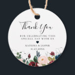 Burgundy Blush Navy Floral Bouquet Wedding Favour Tags<br><div class="desc">Beautiful watercolor flowers and foliage arrangement border in trendy shades of navy blue,  blush and burgundy,  thank you favour tags.  Back of tag features,  solid navy blue colour. Designed to match our Navy Burgundy Blush Floral Collection.</div>